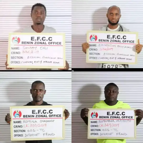 EFCC Arrests 4 For Forging EFCC Documents, Defrauding America Lady (Photos)